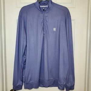 JOHNNIE-O Size L Mens Blue 1/4 Zip Cotton Blend Performance Sweater Pullover